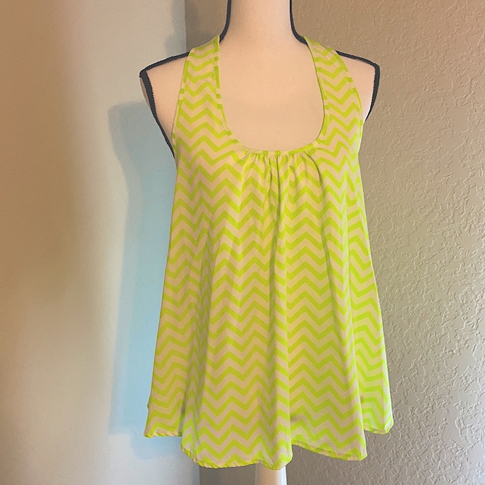 Neon chevron sleeveless blouse